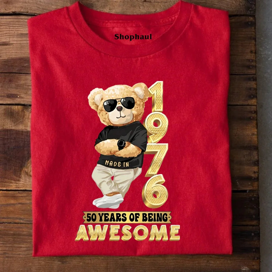 1976 | 50 Years of Being Awesome Teddy Bear Men T-Shirt