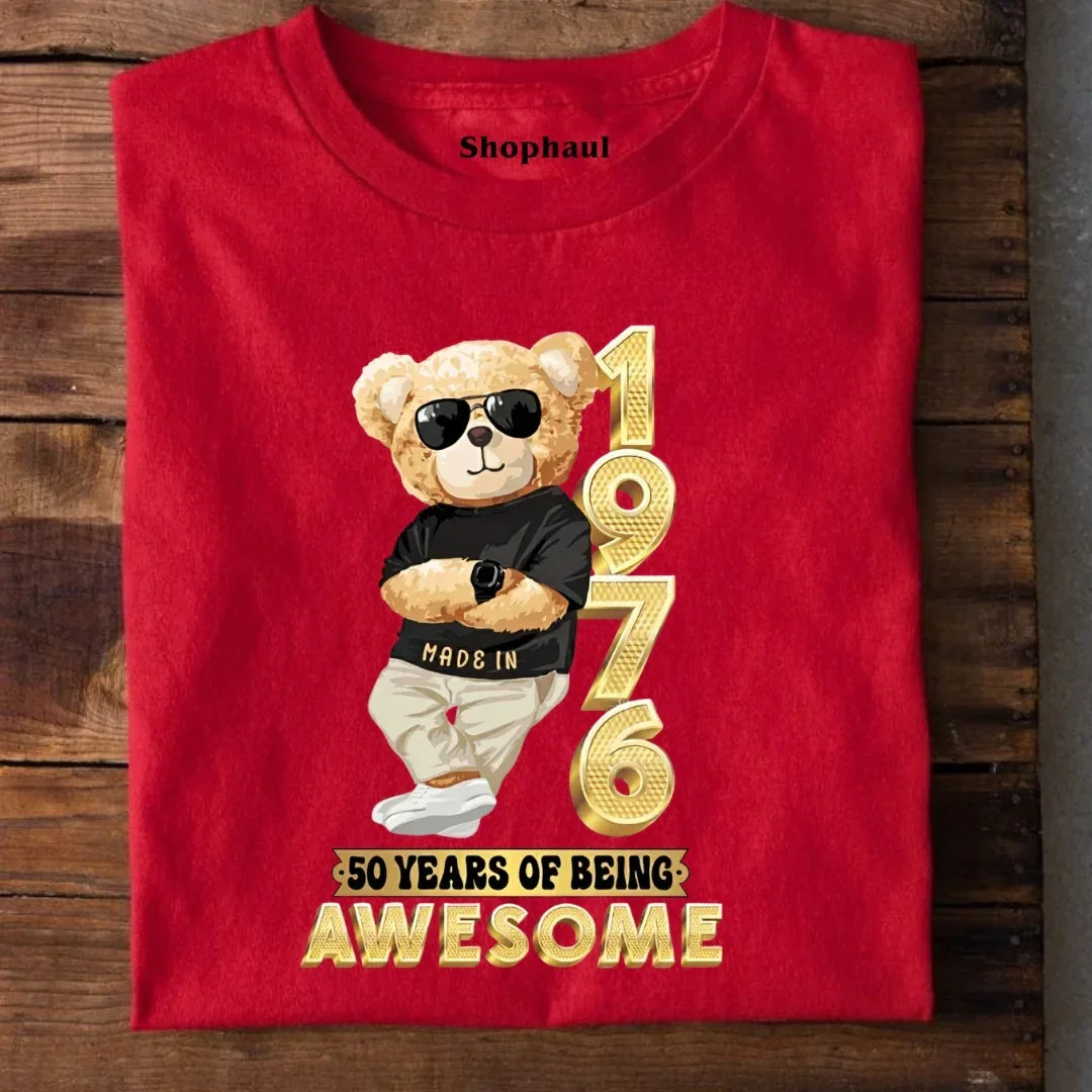 1976 | 50 Years of Being Awesome Teddy Bear Men T-Shirt IN The Shophaul Designs