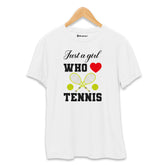 Just a Girl Who loves Tennis T-Shirt White-XXL