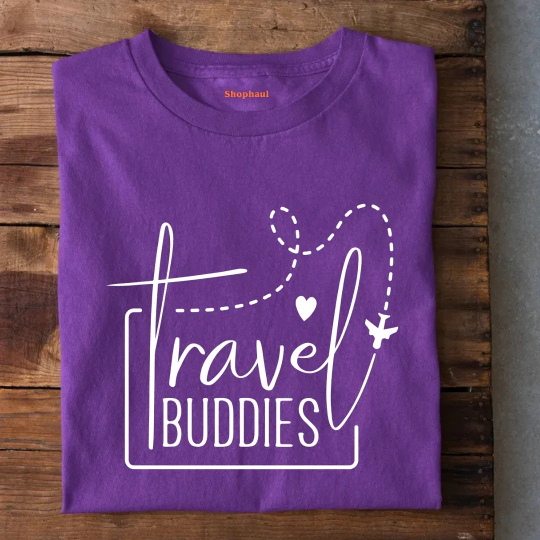 Travel Buddies T-Shirt - Black / S friends,girl travel,group travel,group tshirt design for friends,group tshirt for vacation,travel,travel tshirt for family,travel tshirt for friends,travel tshirts for group