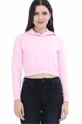 Female Crop Hoodies - Plain Light-Baby-Pink-XXL