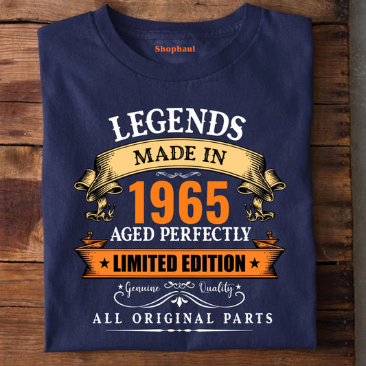 Legends Made in 1965 Birthday T-Shirt (Clearance Sale)