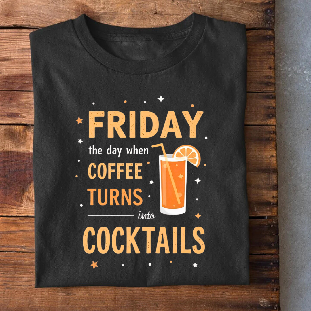 Friday Day Coffee Turns into Cocktails T-Shirt