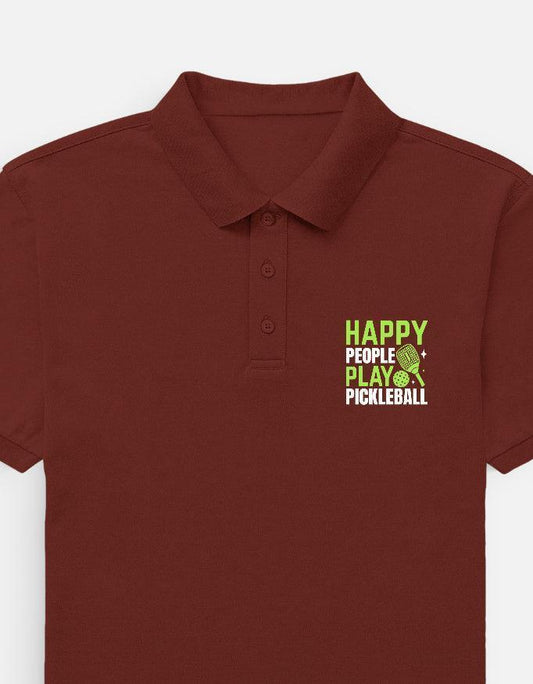Happy People Play Pickleball Polo T-Shirt (Clearance Sale)