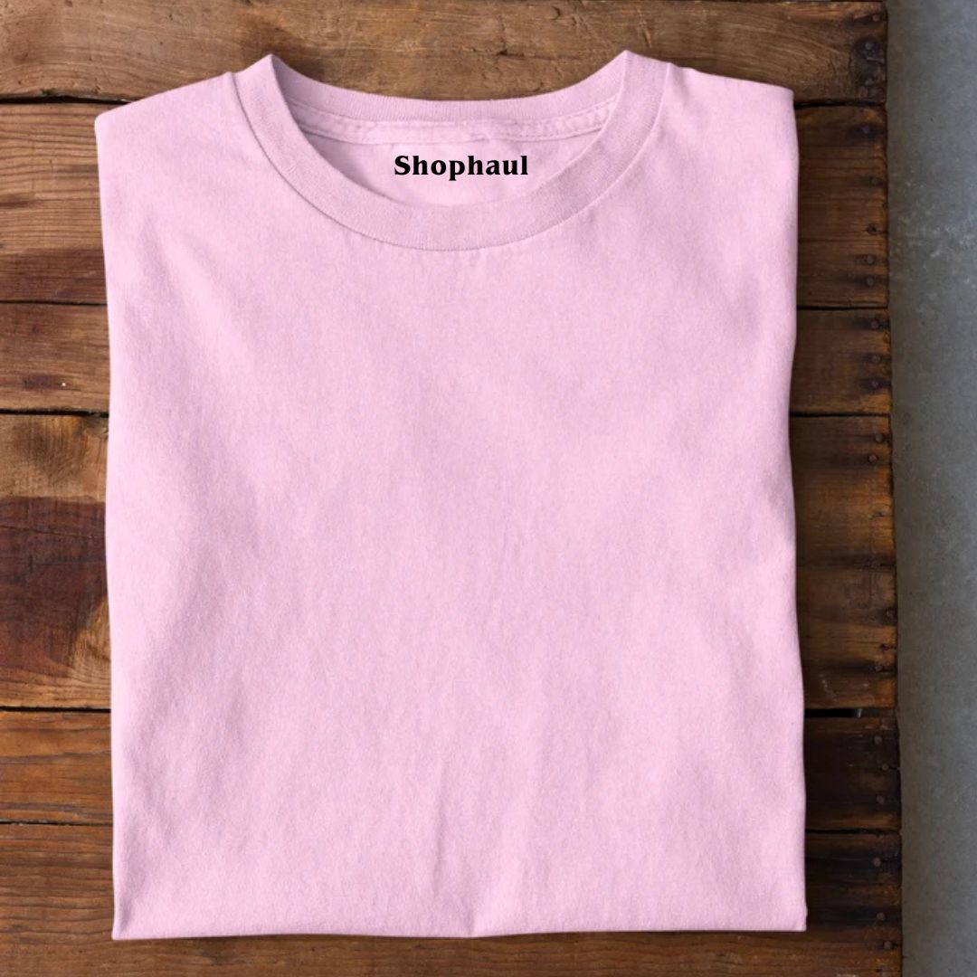 Light Baby Pink Round Neck Plain T-Shirt