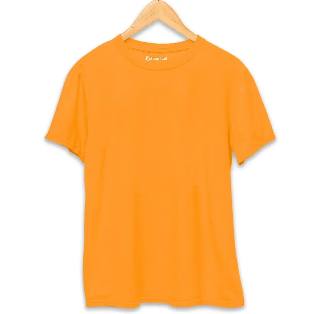 Orange Round Neck Plain Tshirt