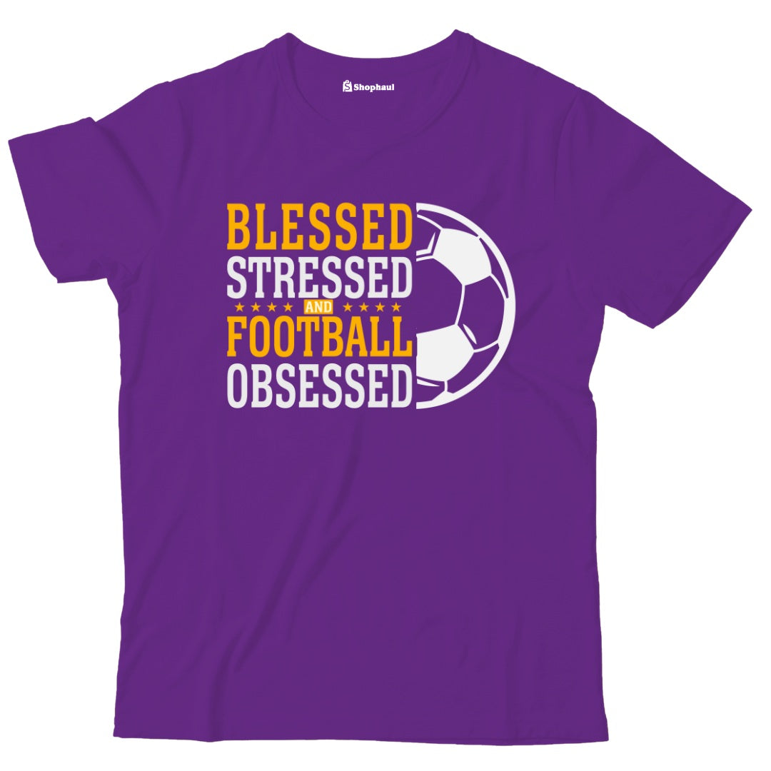 Kids Stressed Blessed Football T-Shirt