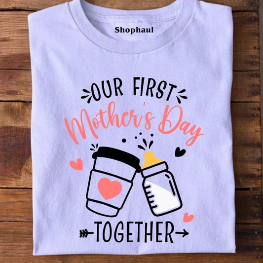 Mom Kid First Mother's Day Together Matching T-Shirt first mothers day tshirt, Fly Bundles, Fly Bundles Parent Product, matching mothers day tshirt