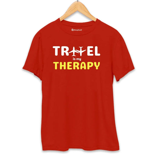 Travel Therapy T-Shirt - Black / S group tshirt design for friends,group tshirt for vacation,travel,travel tshirt for family,travel tshirt for friends,travel tshirts for group