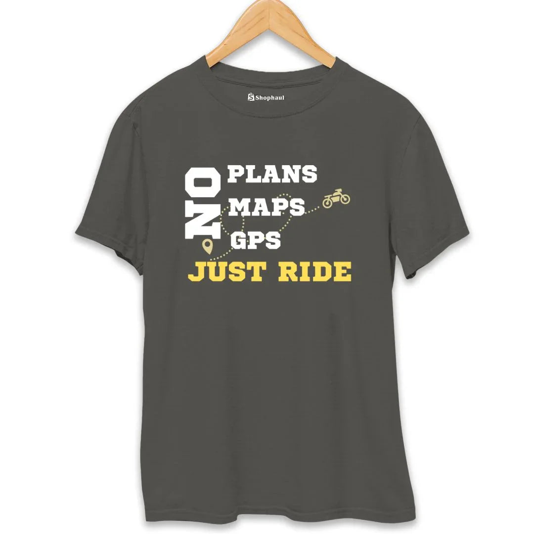 No Plans No Maps Just Ride Biker T-Shirt
