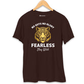 No Guts No Glory Fearless Tiger T-Shirt Coffee-Brown-XXL