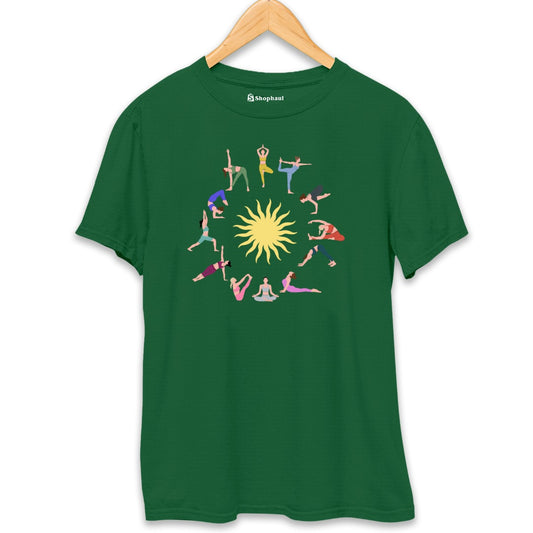 Surya Namskar Yoga T-Shirt Bottle-Green-XXL