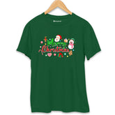 Christmas Santa Gift T-Shirt Bottle-Green-XXL