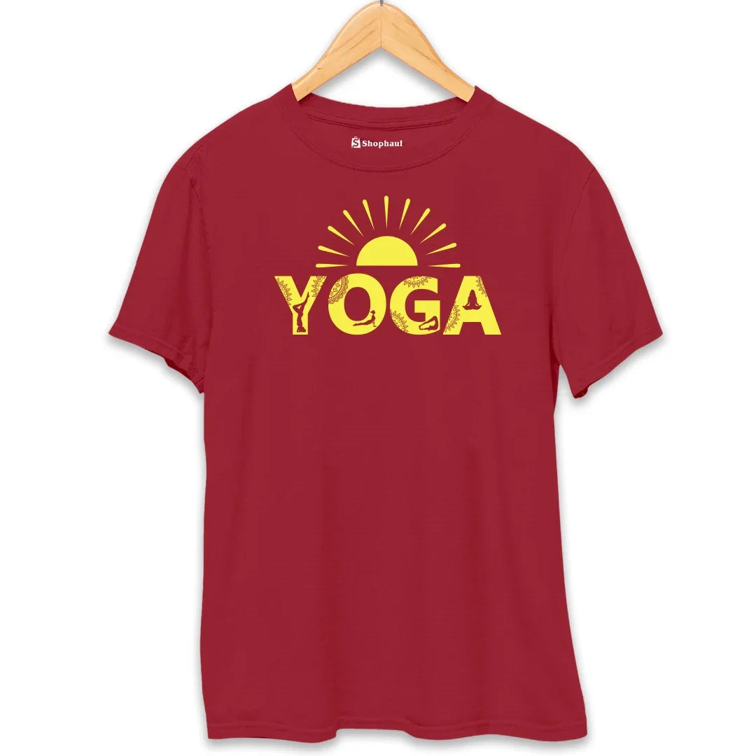 Morning Yoga T-Shirt Maroon-XXL
