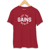Let the Gain Begin Gym T-Shirt Maroon-XXL
