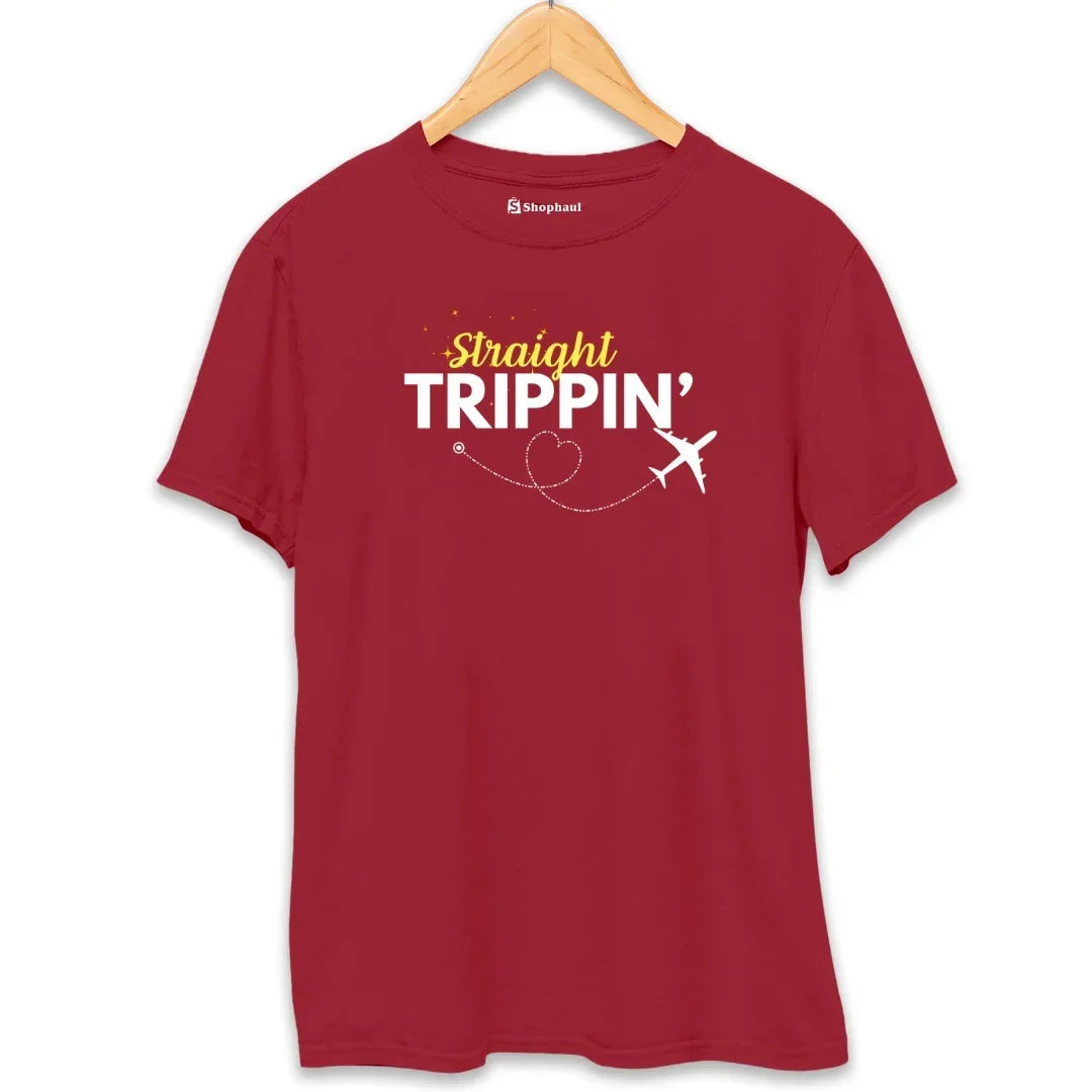 Stright Trippin Travel T-Shirt - Navy Blue / S group tshirt design for friends,group tshirt for vacation,travel,travel tshirt for family,travel tshirt for friends,travel tshirts for group