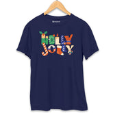 Holly Jolly Christmas T-Shirt Navy-Blue-XXL