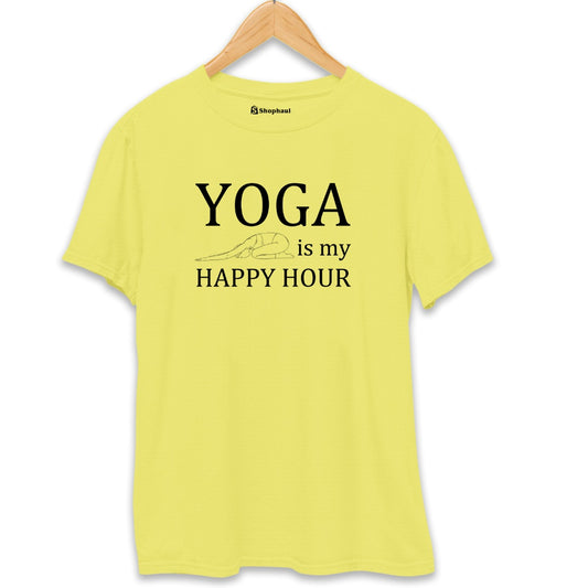 Ladies Yoga is my Happy Hour T-Shirt New-Yellow-XXL