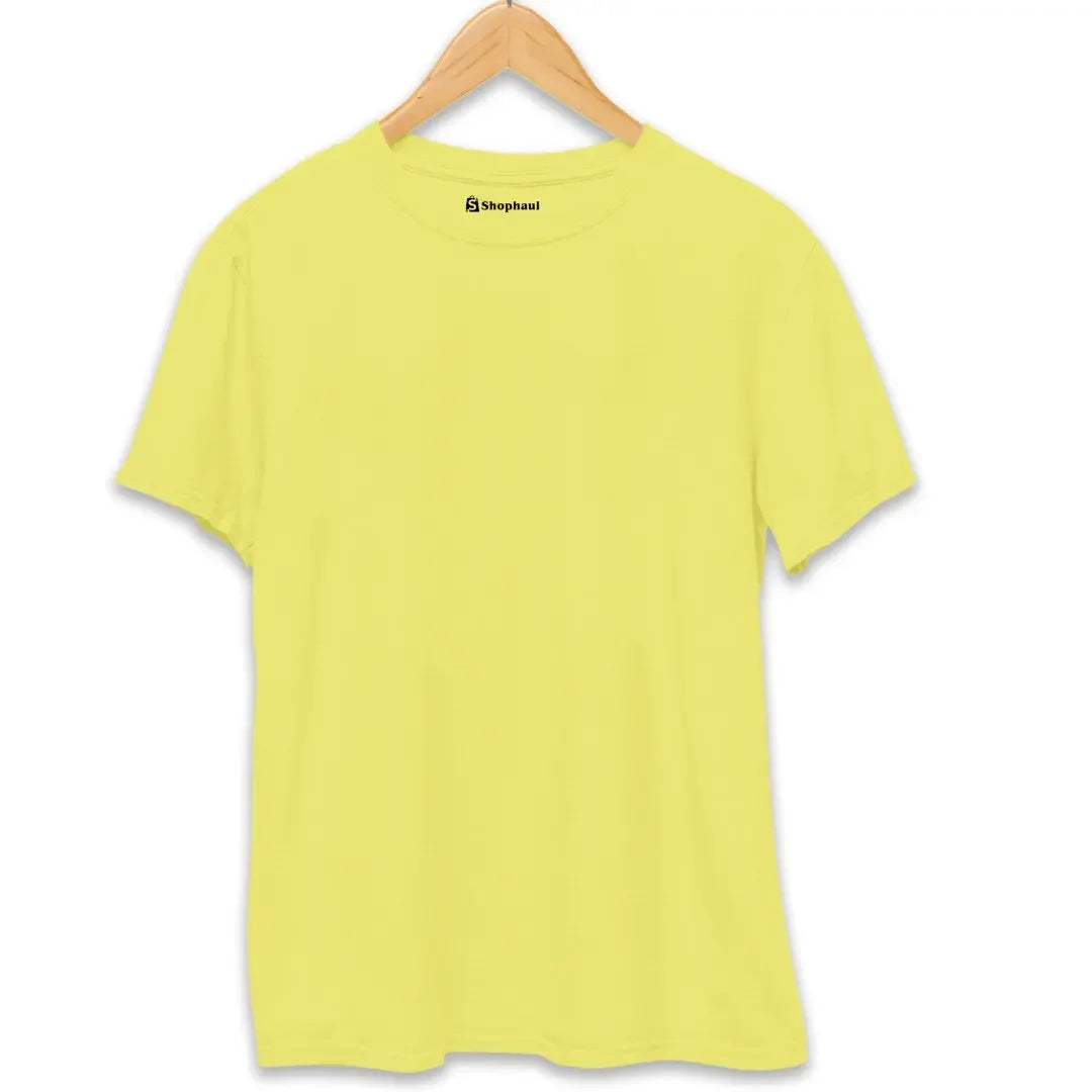 New Yellow Round Neck Plain T-shirt