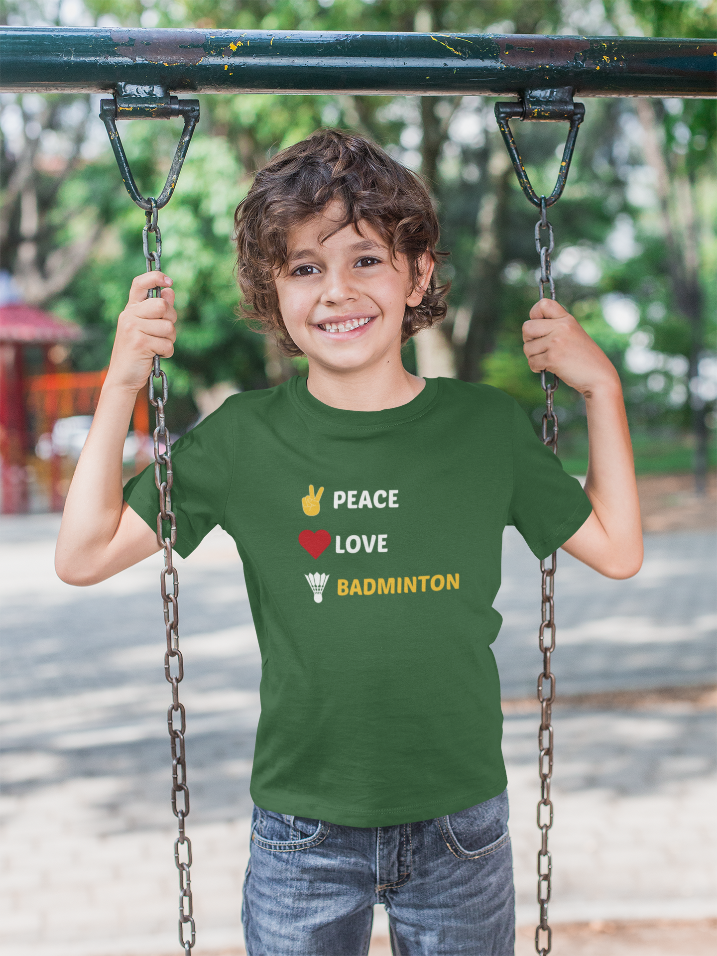 Kids Peace Love Badminton T-Shirt