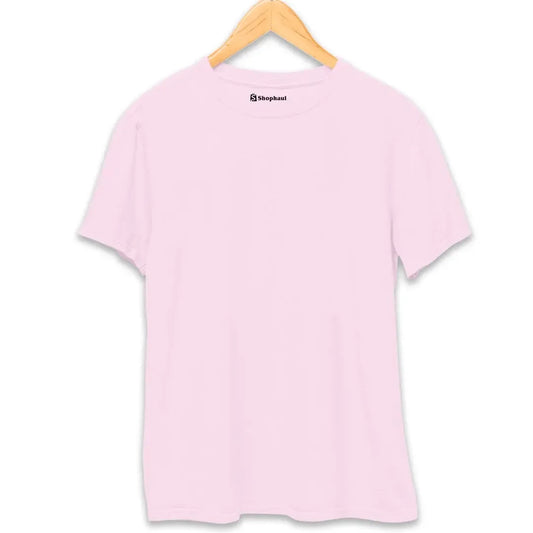 Light Baby Pink Round Neck Plain T-Shirt