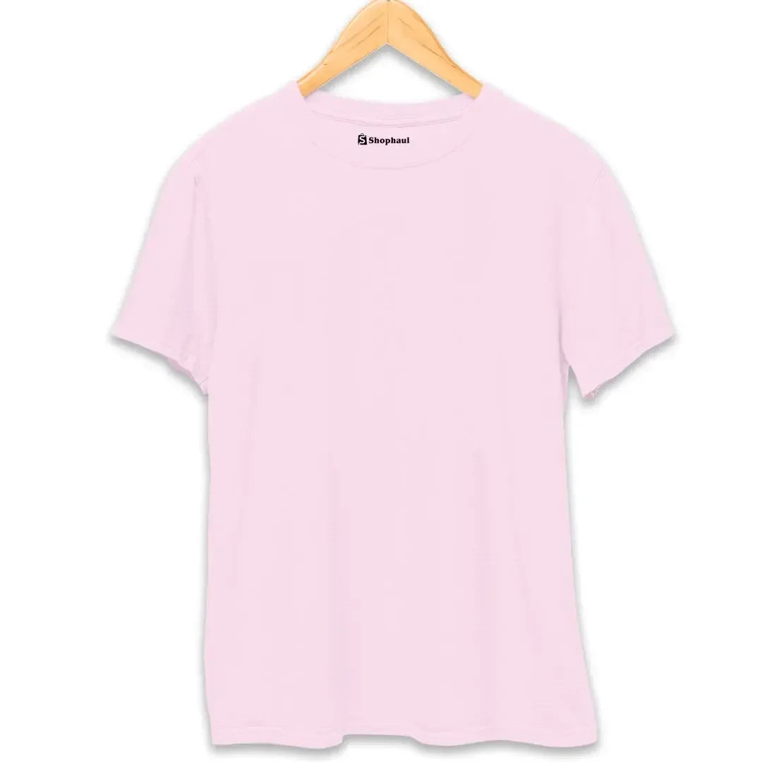 Light Baby Pink Round Neck Plain T-Shirt