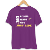 No Plans No Maps Just Ride Biker T-Shirt Purple-XXL