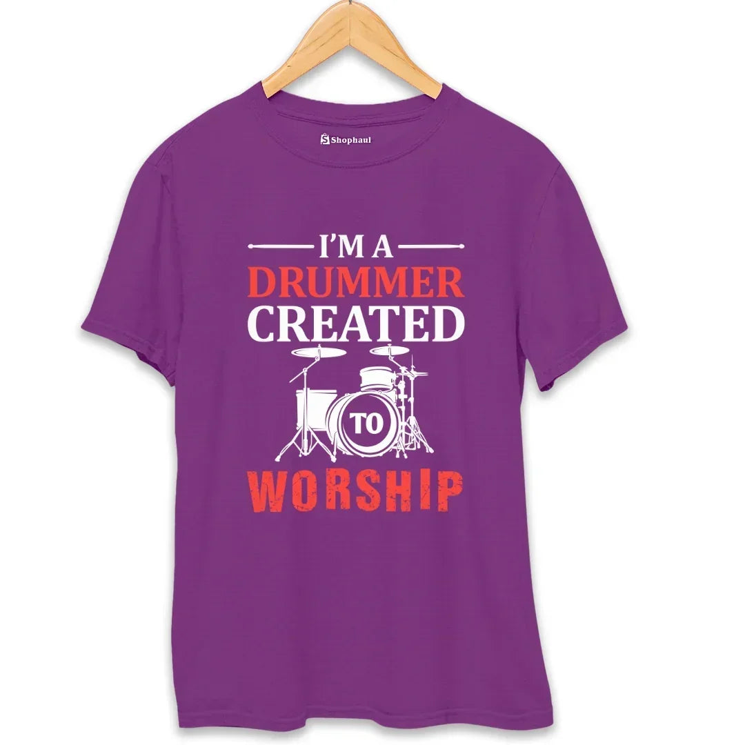 Drummer Created to Worship Music T-Shirt (Clearance Sale)