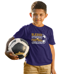 Kids Stressed Blessed Football T-Shirt