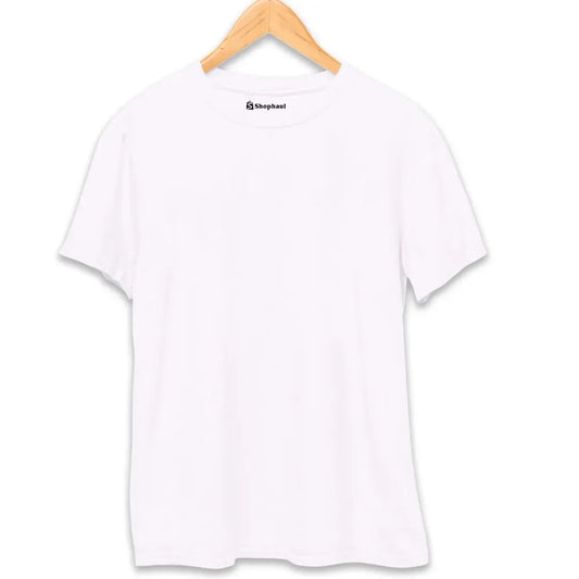White Round Neck Plain T-shirt