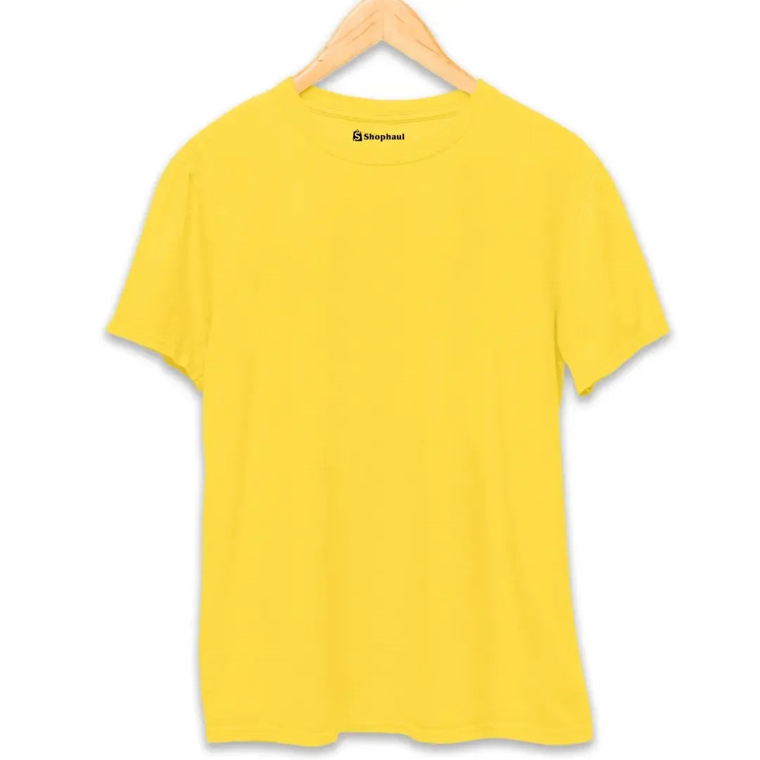 Yellow Round Neck Plain T-shirt