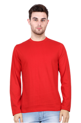 Red Full Sleeve Plain T-Shirt