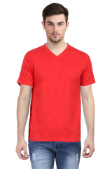 Red V Neck Plain T-Shirt
