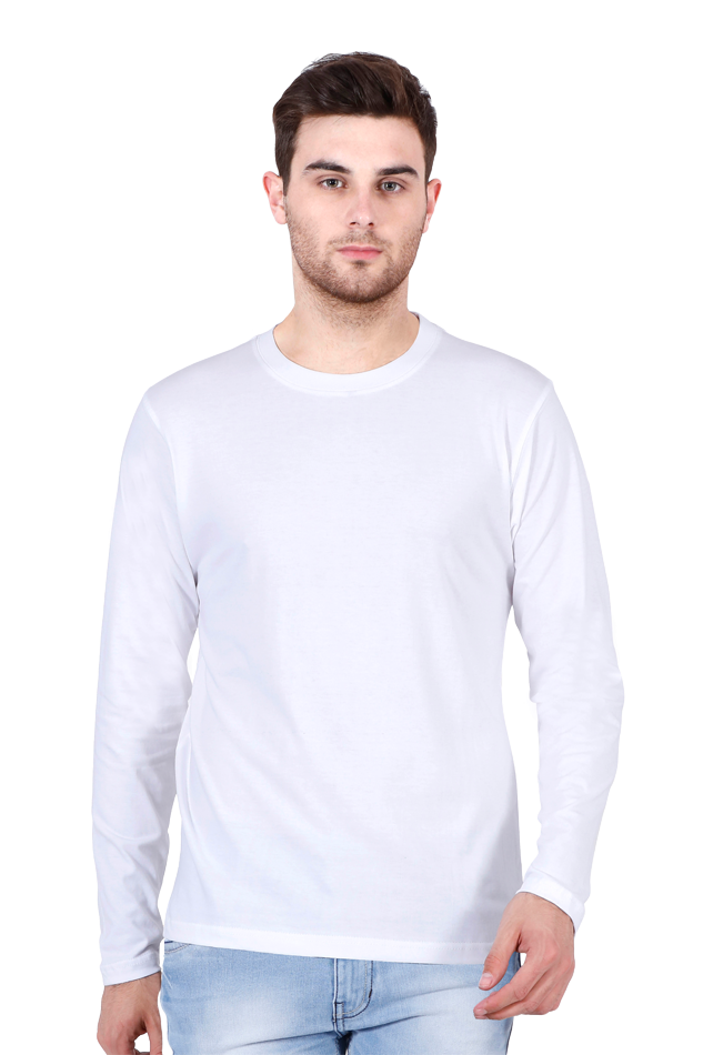 White Full Sleeve Plain T-Shirt