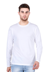 White Full Sleeve Plain T-Shirt