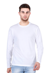 White Full Sleeve Plain T-Shirt
