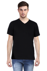 Black V Neck Plain T-Shirt