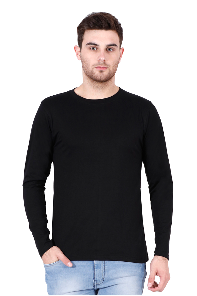 Black Full Sleeve Plain T-Shirt