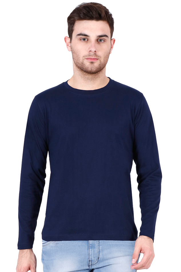 Navy Blue Full Sleeve Plain T-Shirt