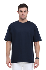 Oversized Classic T-Shirt Plain Navy Blue