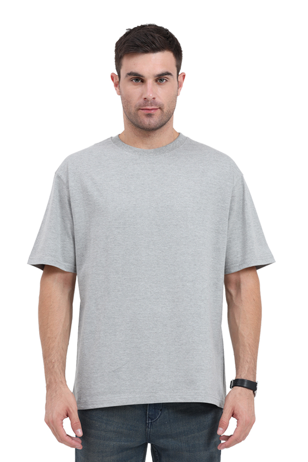 Oversized Classic T-Shirt Plain Grey Melange