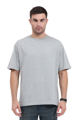 Oversized Classic T-Shirt Plain Grey Melange