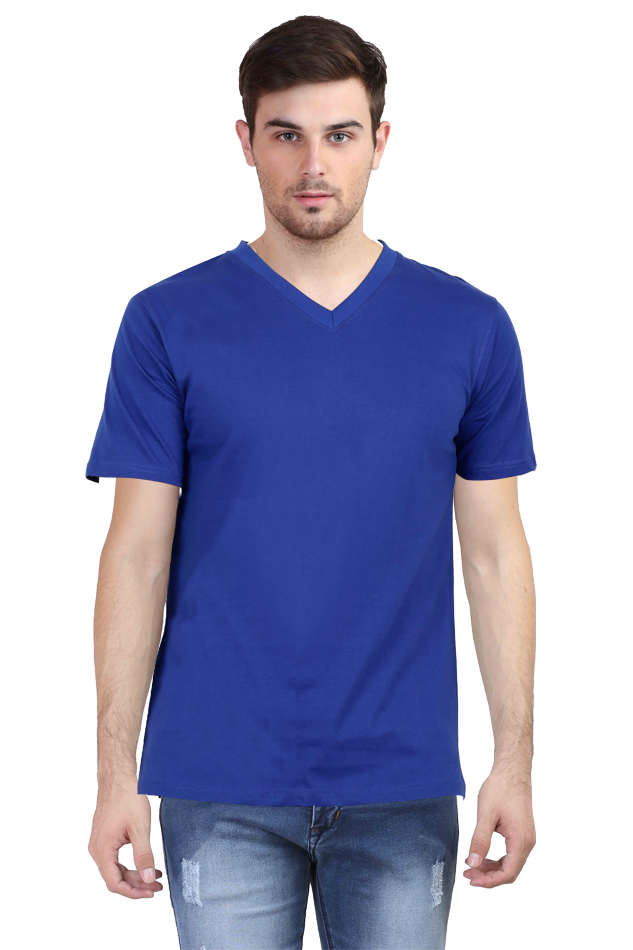 Royal Blue V Neck Plain T-Shirt