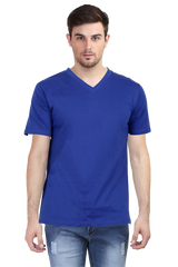 Royal Blue V Neck Plain T-Shirt