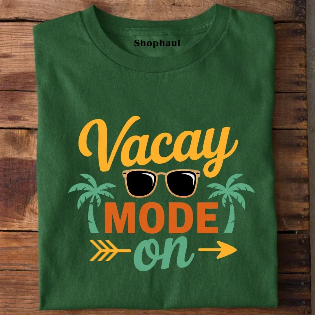 Vacay Mode on Beach T-Shirt - Bottle Green / S 