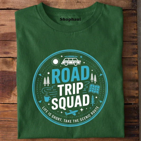 Matching Road Trip T-Shirt for Friends Family - Bottle Green / S 