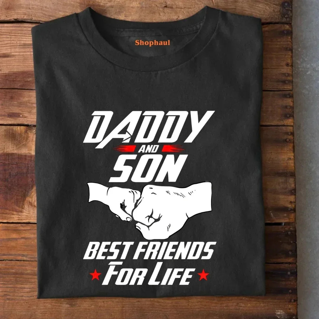 Daddy and Son best friends T-Shirt - Black / S 