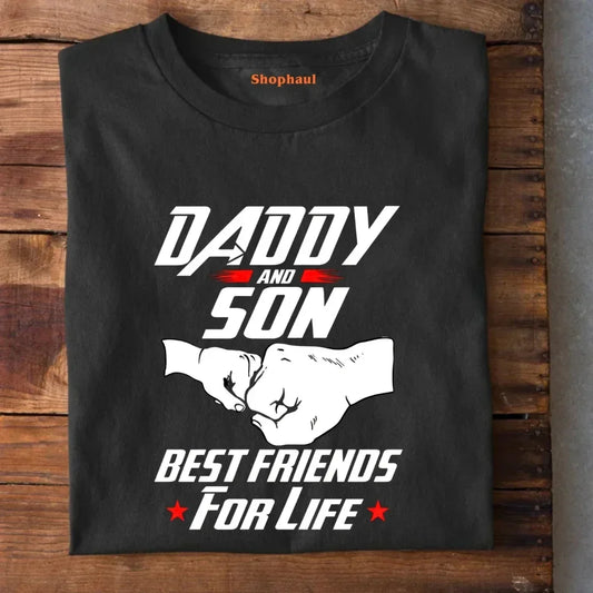 Daddy and Son best friends T-Shirt - Black / S 