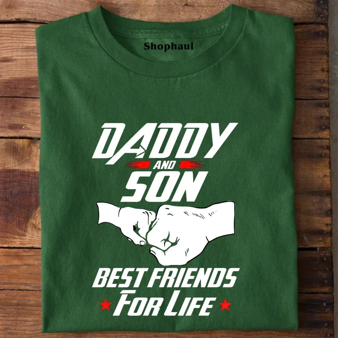 Daddy and Son best friends T-Shirt - Bottle Green / S 