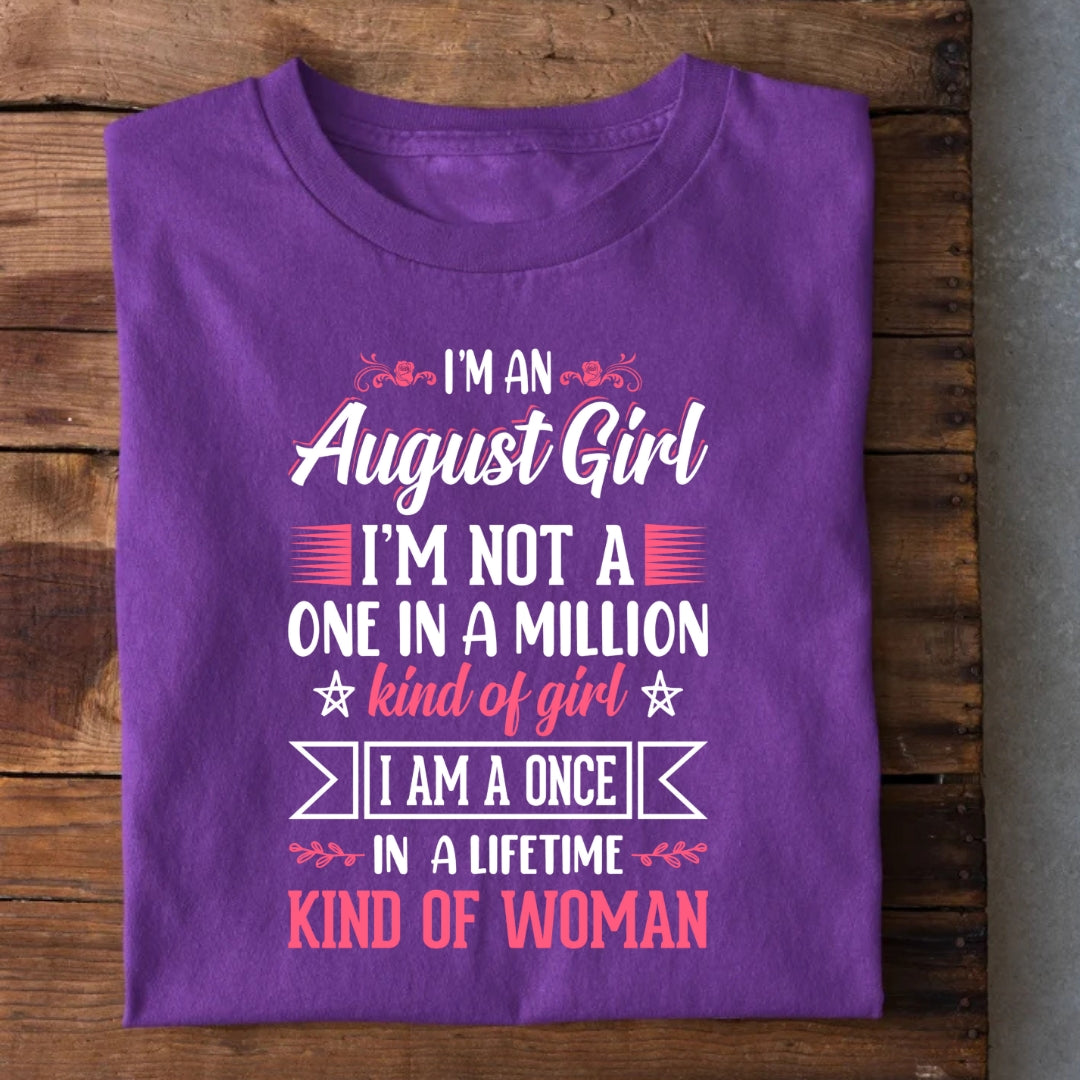 August Girl once in a Lifetime kind Women T-Shirt Purple S The Shophaul Designs